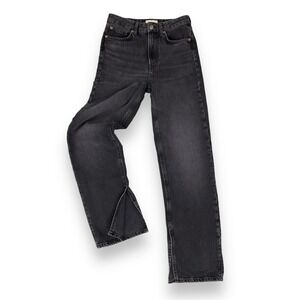H&M Jeans Women 4 (27x30) Washed Black Split Cuff High Rise Denim NWT